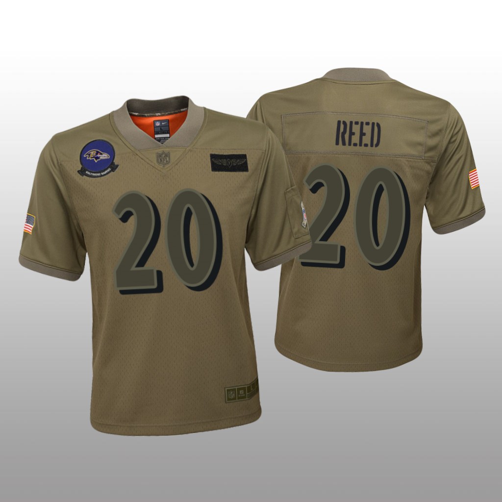 Baltimore Ravens Ed Reed Camo Game Jersey 2019 Salute to Service - Youth