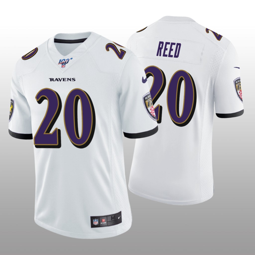 Baltimore Ravens Ed Reed White Vapor Limited Jersey 100th Season - Men's