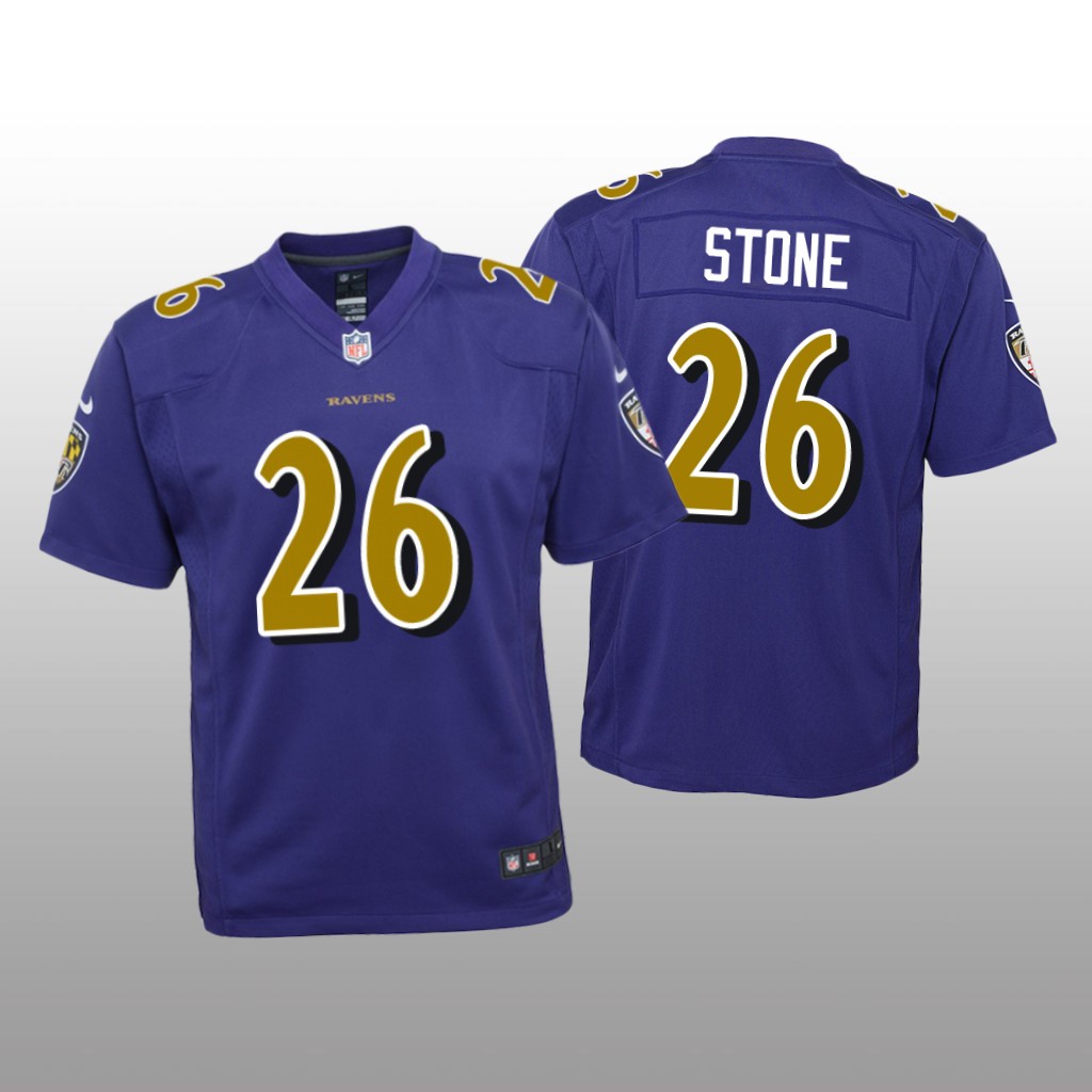 Baltimore Ravens Geno Stone Purple Jersey Color Rush Game - Youth