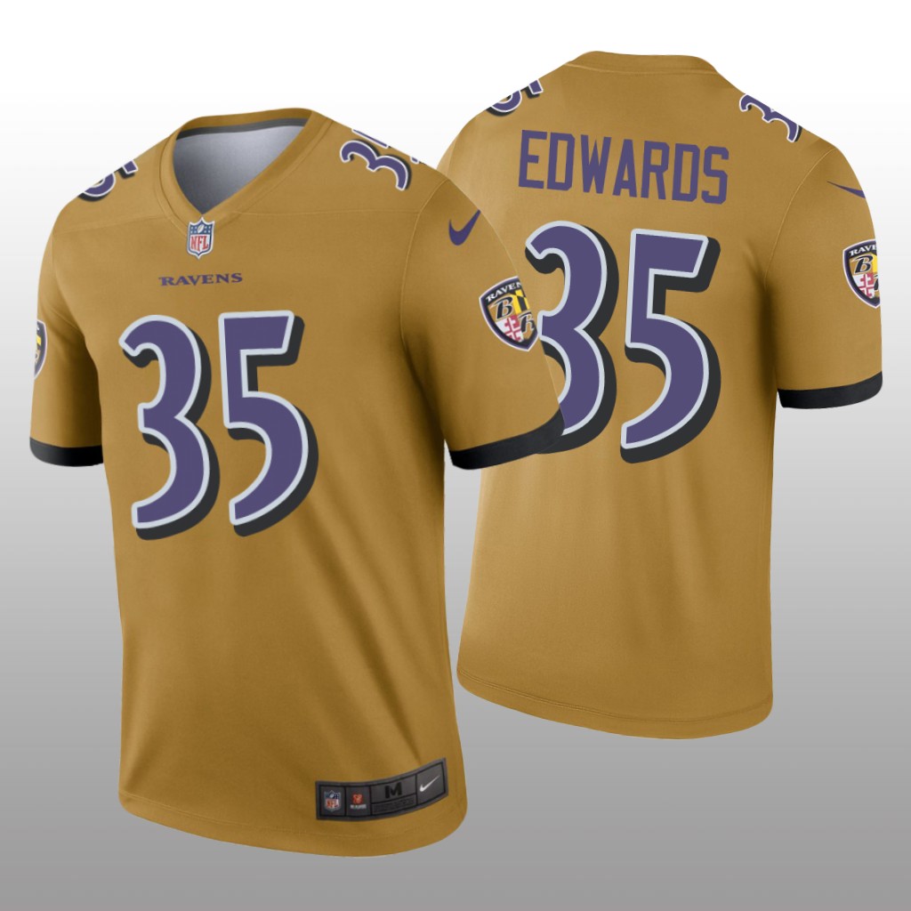 Baltimore Ravens Gus Edwards Gold Jersey Inverted Legend - Men's