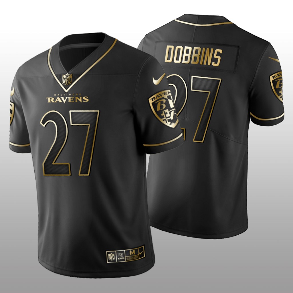 Baltimore Ravens J.K. Dobbins Black Jersey Golden Edition Men's