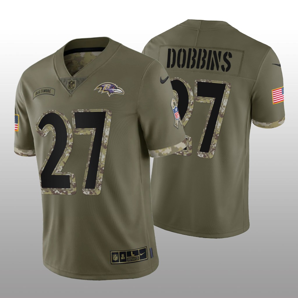 Baltimore Ravens J.K. Dobbins Olive Jersey 2022 Salute To Service - Men's