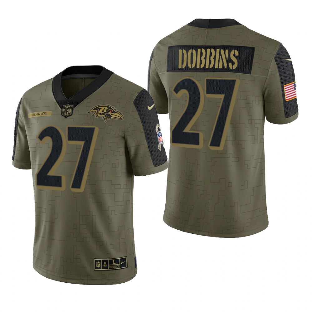 Baltimore Ravens J.K. Dobbins Olive Limited Jersey 2021 Salute To Service - Men's