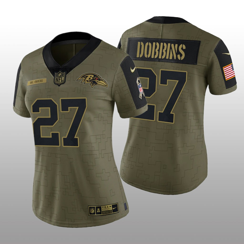 Baltimore Ravens J.K. Dobbins Olive Limited Jersey 2021 Salute To Service - Women's