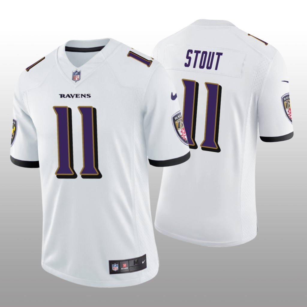 Baltimore Ravens Jordan Stout White Jersey Vapor Limited - Men's