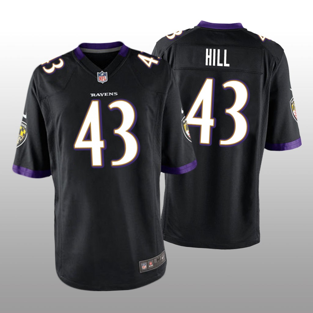 Baltimore Ravens Justice Hill Black Jersey Game - Men's