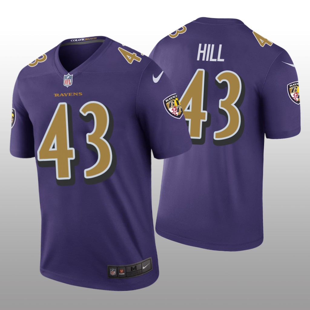 Baltimore Ravens Justice Hill Purple Jersey Color Rush Legend - Men's