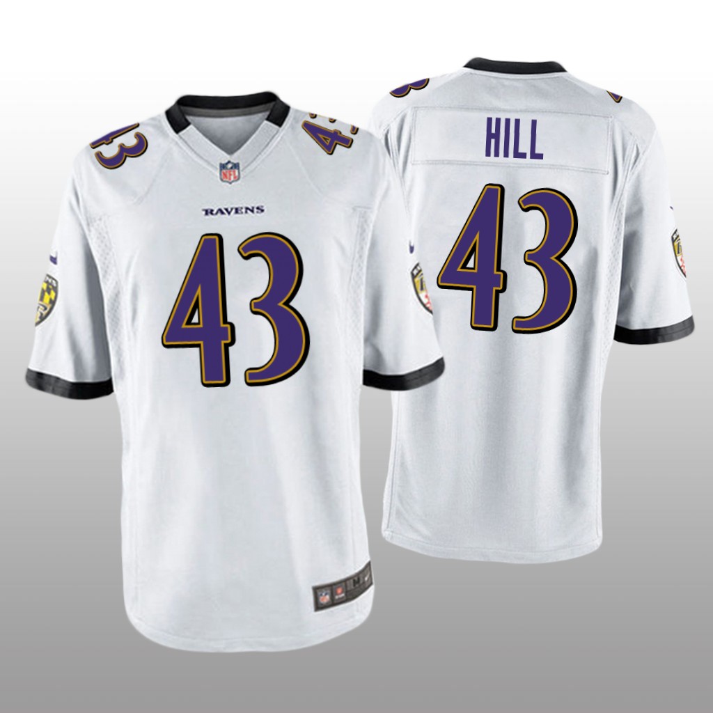 Baltimore Ravens Justice Hill White Jersey Game - Men's