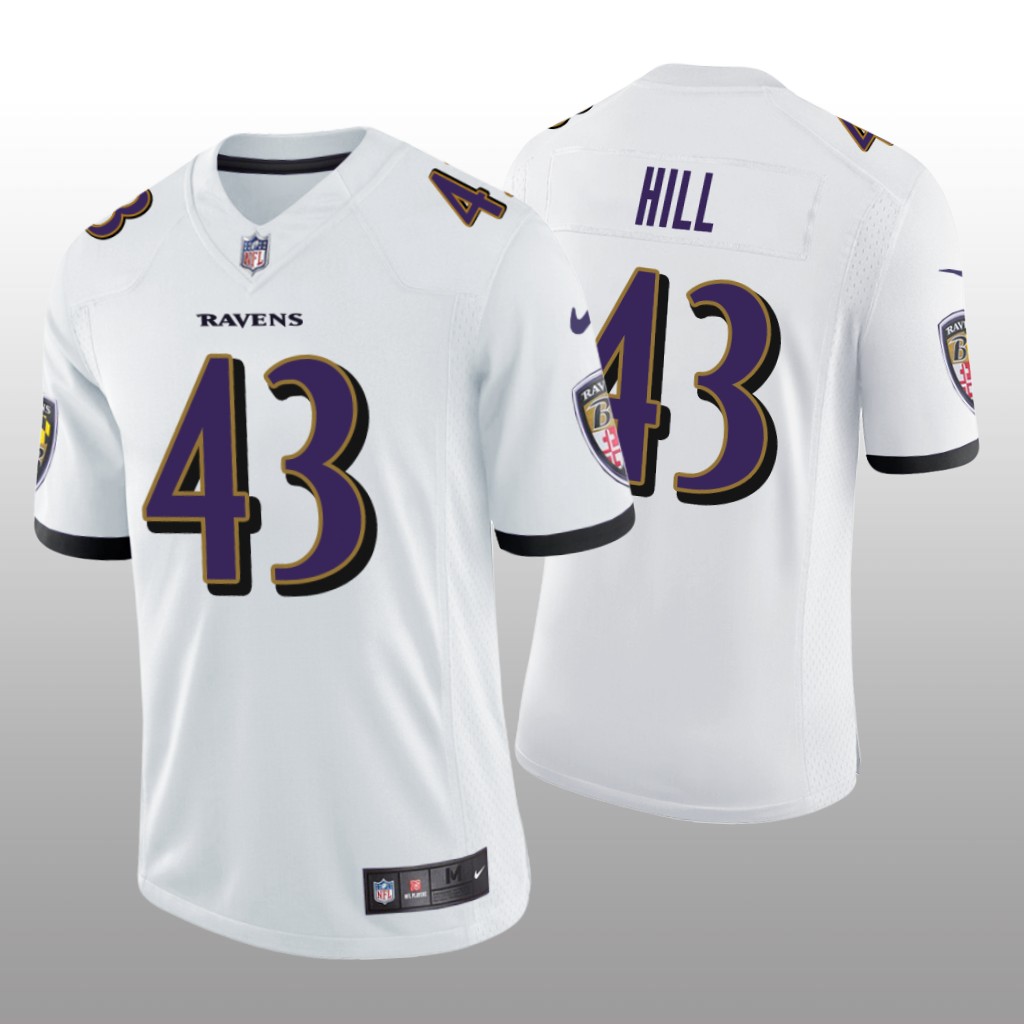 Baltimore Ravens Justice Hill White Jersey Vapor Limited - Men's