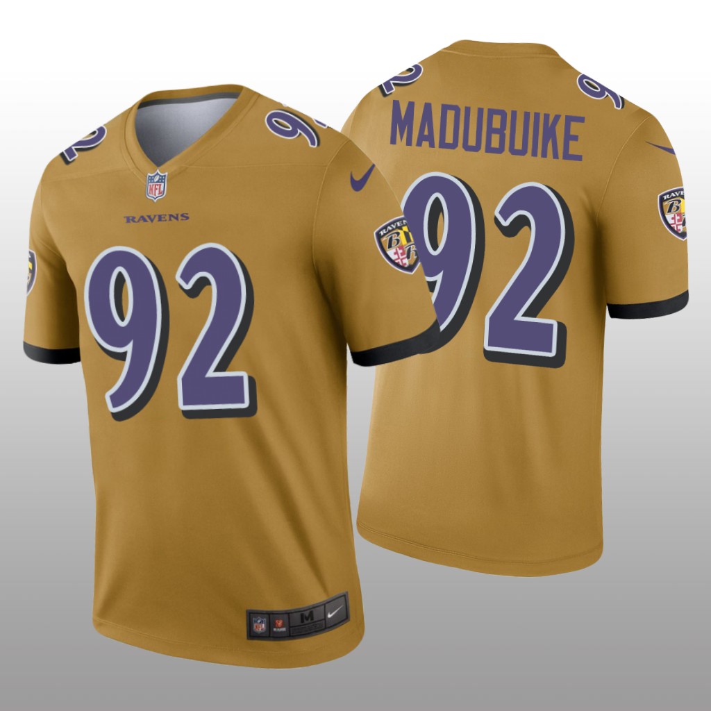 Baltimore Ravens Justin Madubuike Gold Jersey Inverted Legend - Men's