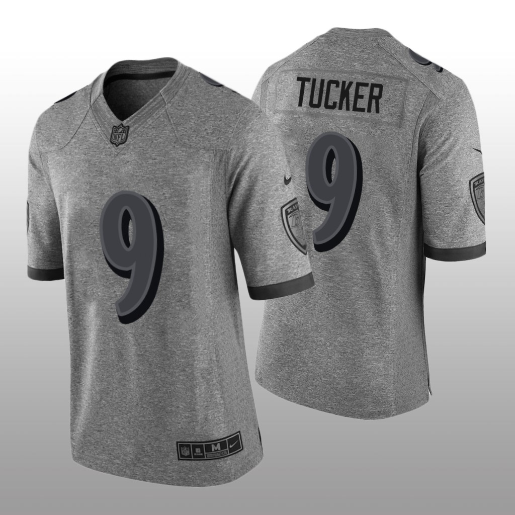 Baltimore Ravens Justin Tucker Gray Jersey Gridiron Gray Limited