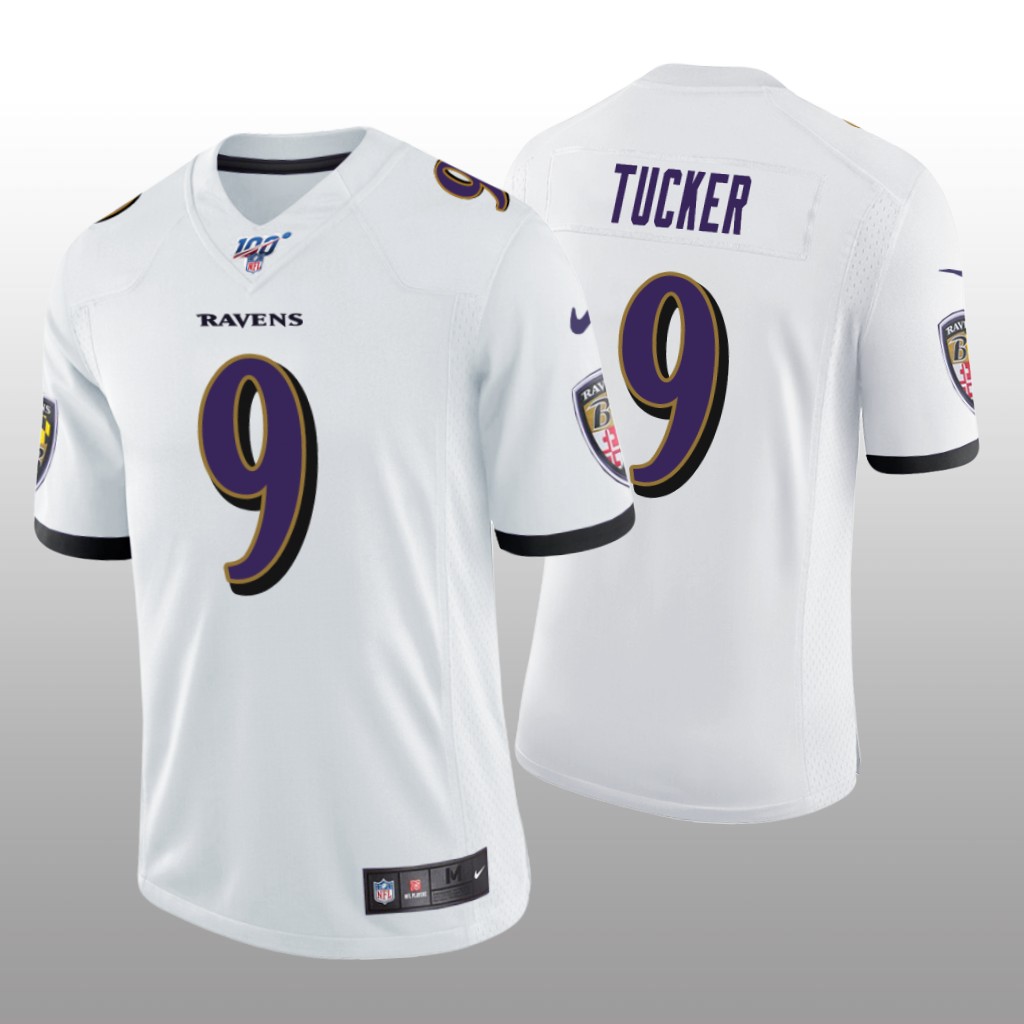 Baltimore Ravens Justin Tucker White Vapor Limited Jersey 100th Season - Men's