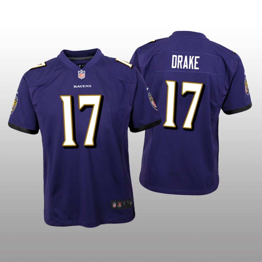 Baltimore Ravens Kenyan Drake Purple Jersey Game - Youth