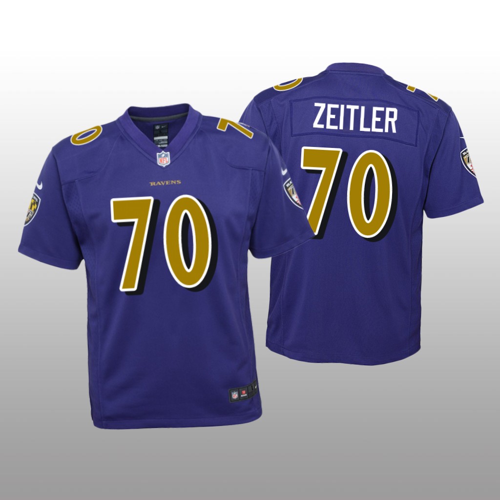 Baltimore Ravens Kevin Zeitler Purple Jersey Color Rush Game - Youth
