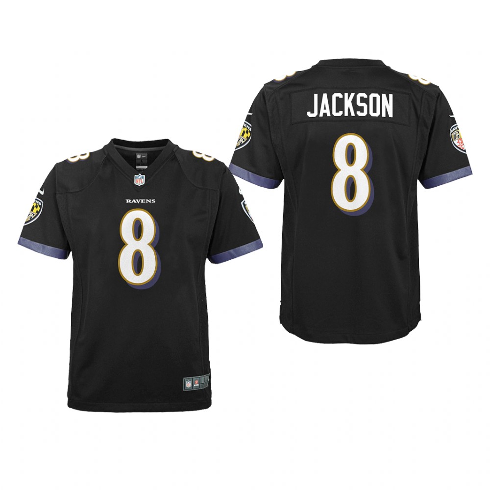 Baltimore Ravens Lamar Jackson Black Jersey Game - Youth