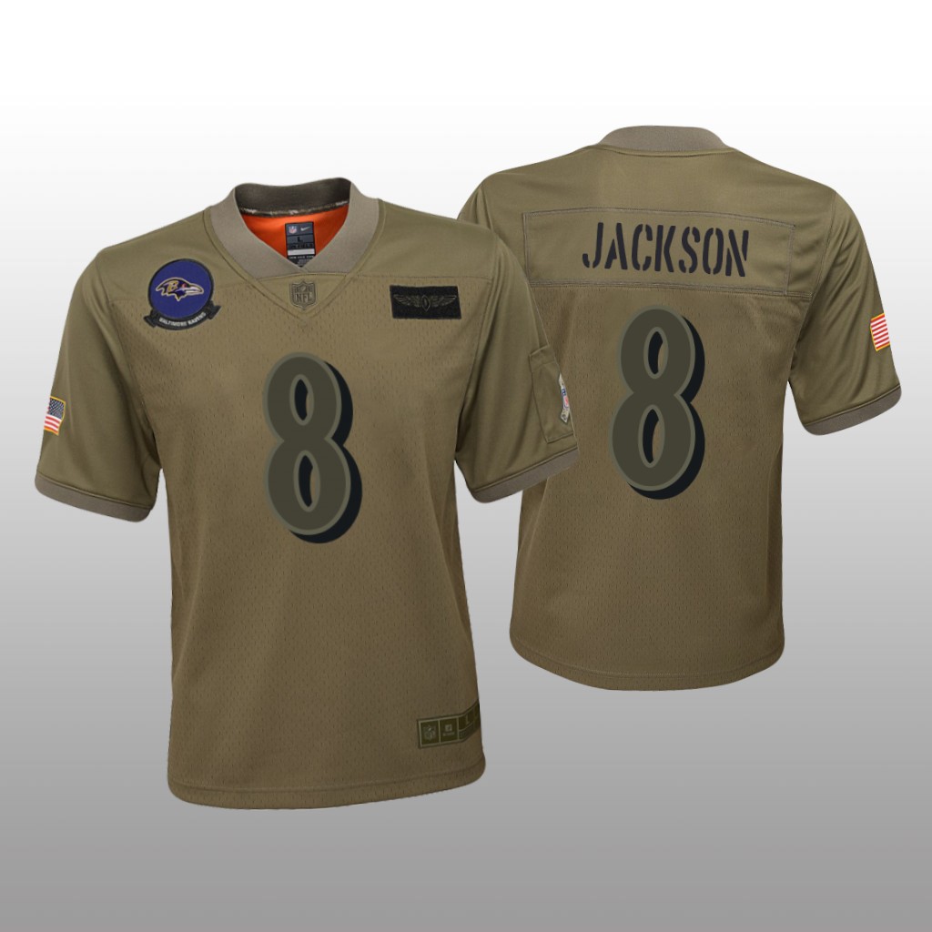 Baltimore Ravens Lamar Jackson Camo Game Jersey 2019 Salute to Service - Youth