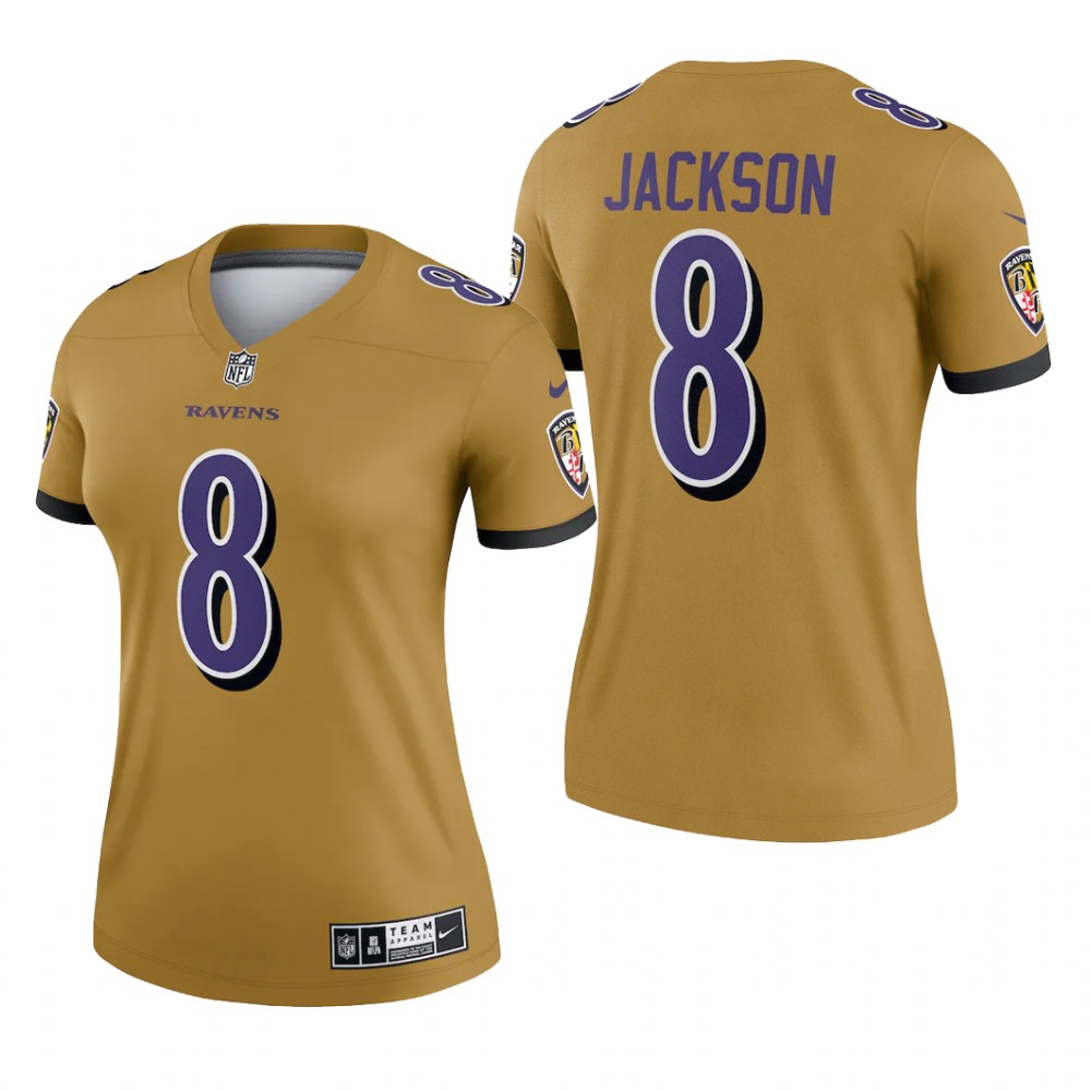 Baltimore Ravens Lamar Jackson Gold Jersey Inverted Legend - Women's