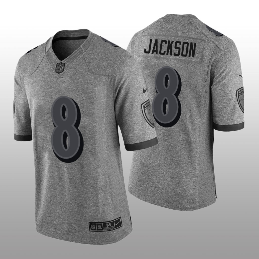 Baltimore Ravens Lamar Jackson Gray Jersey Gridiron Gray Limited