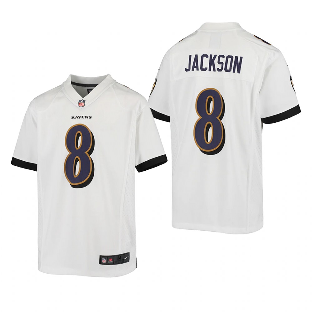 Baltimore Ravens Lamar Jackson White Jersey Game - Youth