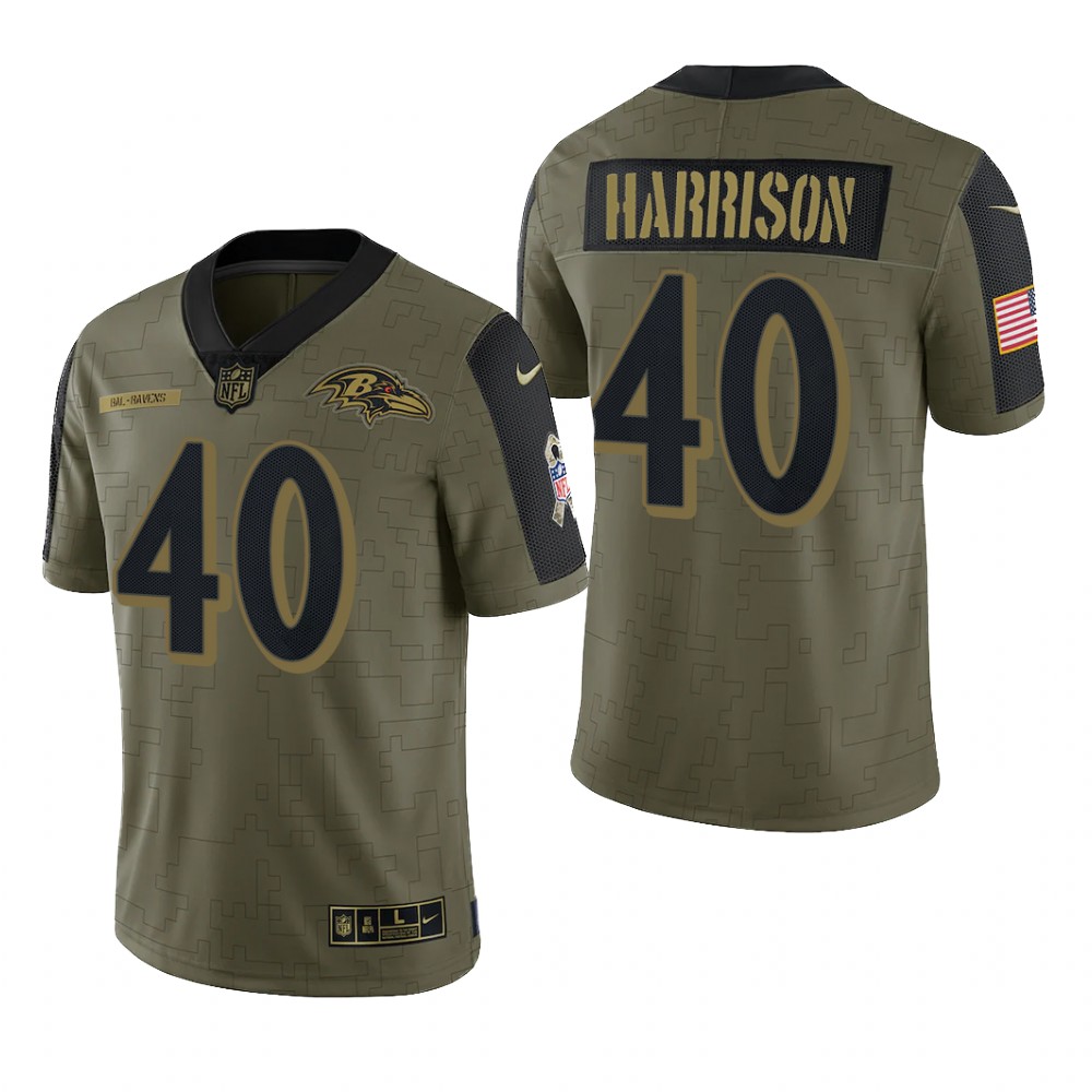 Baltimore Ravens Malik Harrison Olive Limited Jersey 2021 Salute To Service - Men's