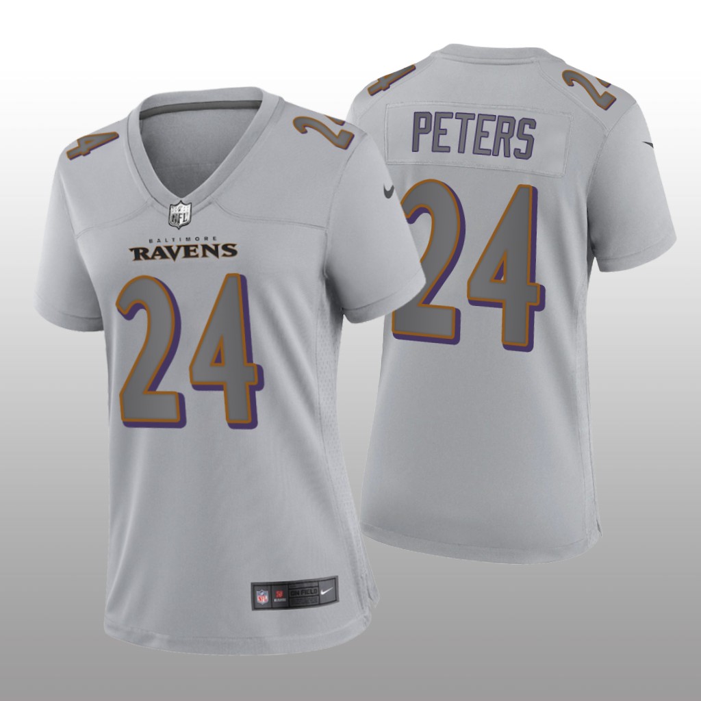 Baltimore Ravens Marcus Peters Gray Jersey Atmosphere Fashion Game - Women's