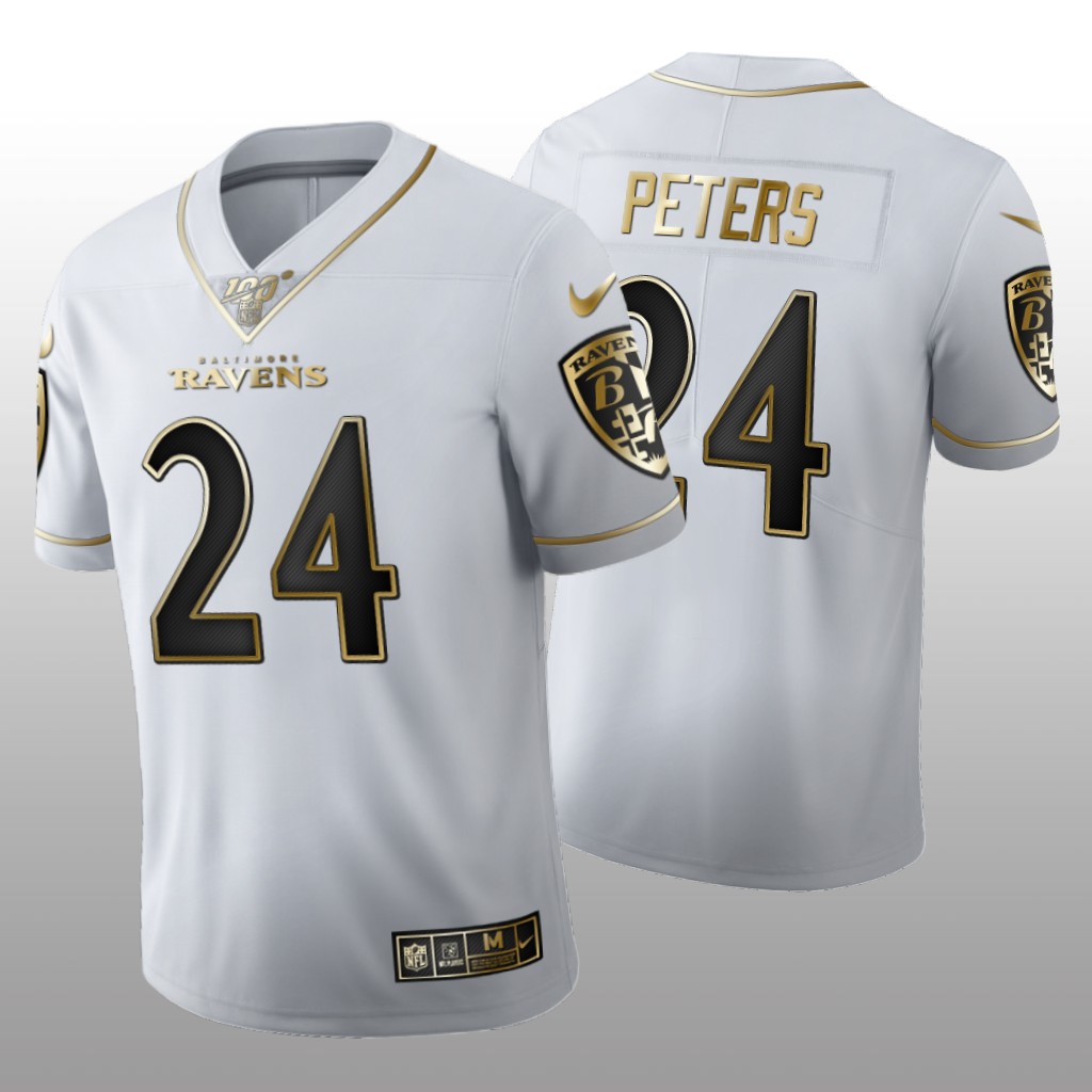 Baltimore Ravens Marcus Peters White Golden Edition Jersey 100th Season Men's