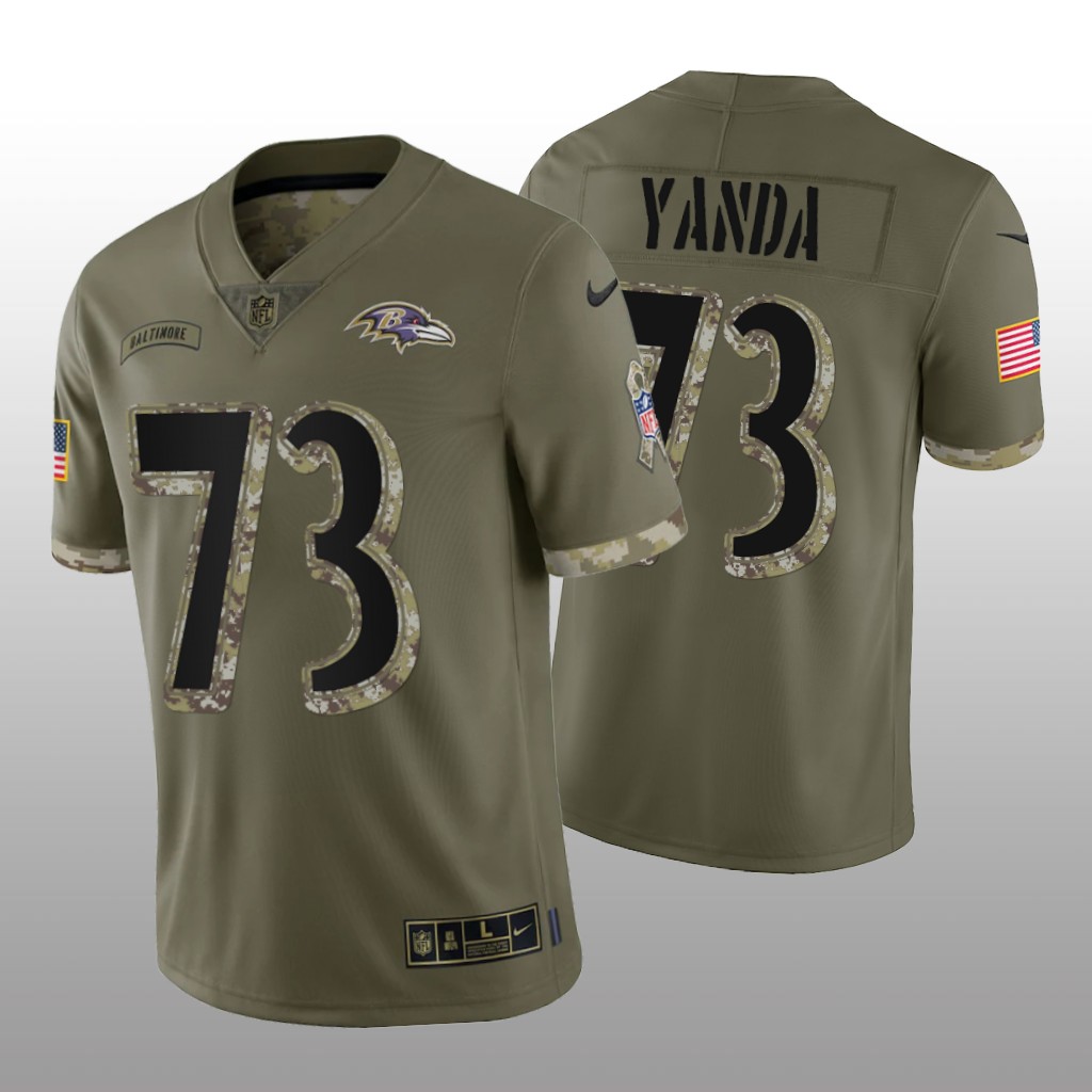 Baltimore Ravens Marshal Yanda Olive Jersey 2022 Salute To Service - Men's