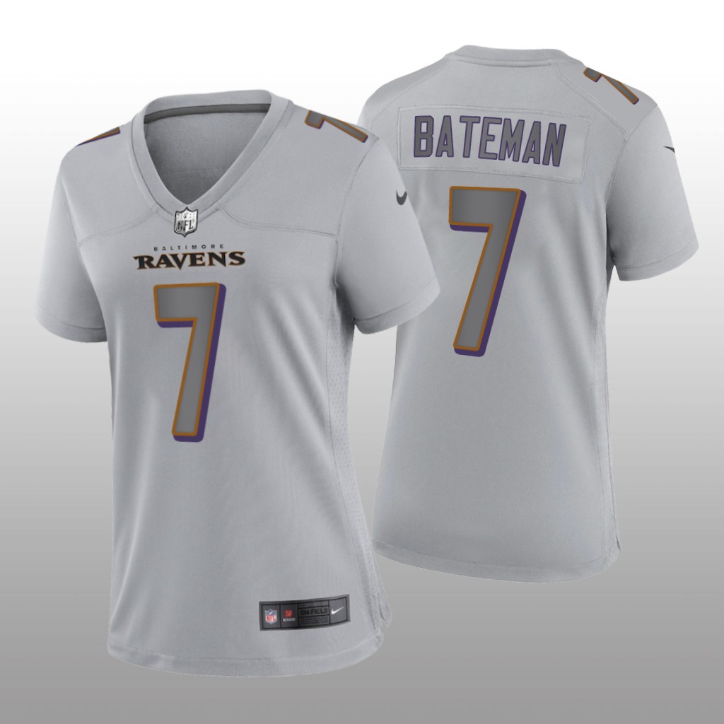 Baltimore Ravens Rashod Bateman Gray Jersey Atmosphere Fashion Game - Women's