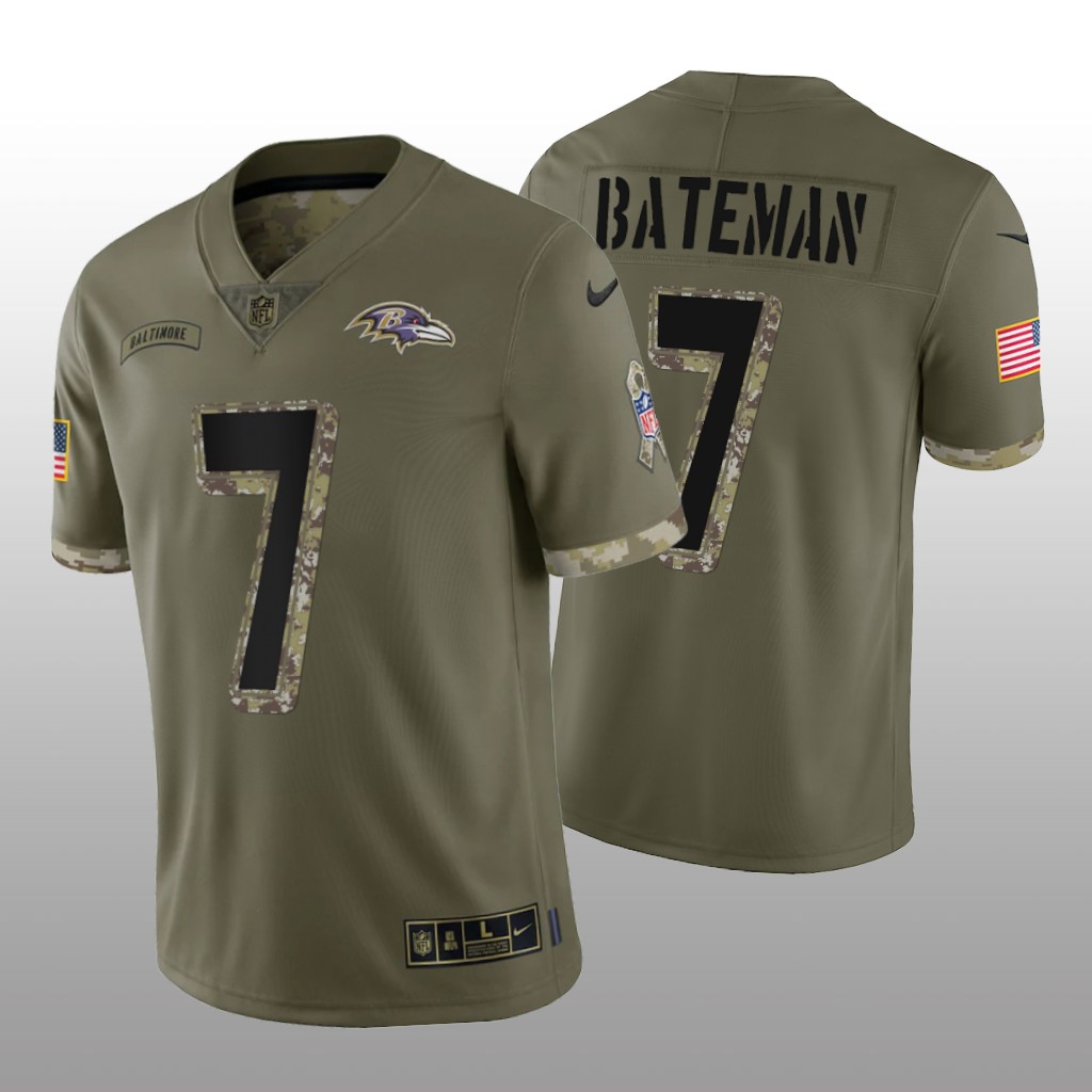 Baltimore Ravens Rashod Bateman Olive Jersey 2022 Salute To Service - Men's