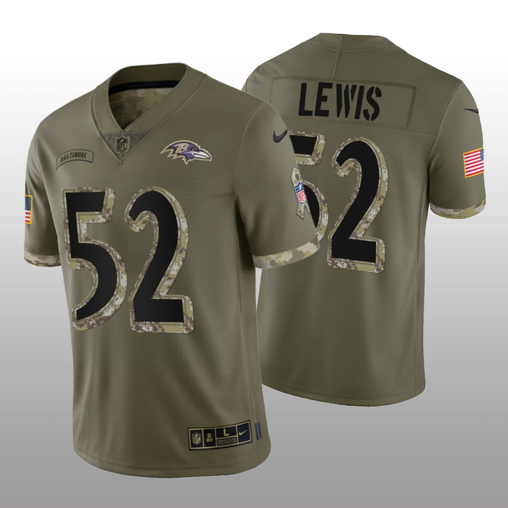 Baltimore Ravens Ray Lewis Olive Jersey 2022 Salute To Service - Men's