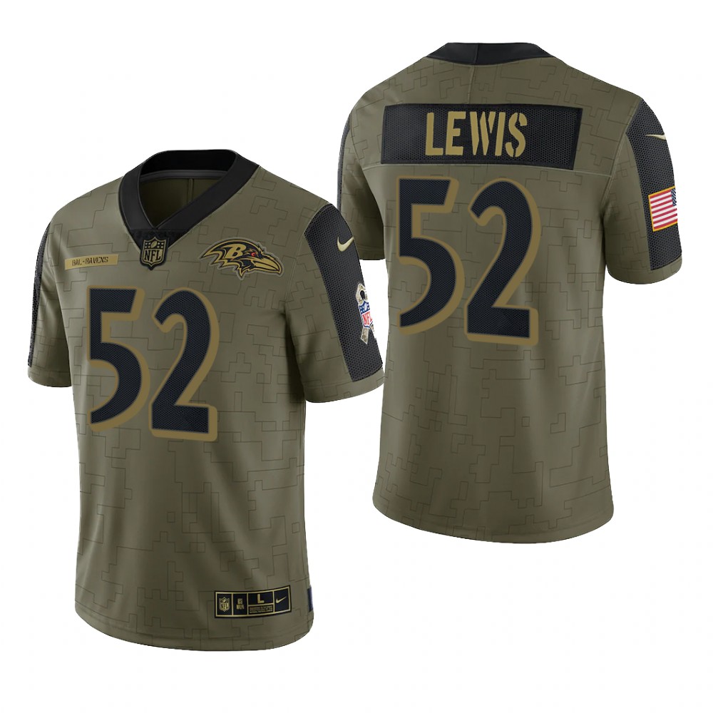 Baltimore Ravens Ray Lewis Olive Limited Jersey 2021 Salute To Service - Men's
