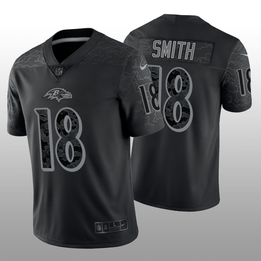 Baltimore Ravens Roquan Smith Black Jersey Reflective Limited Men's