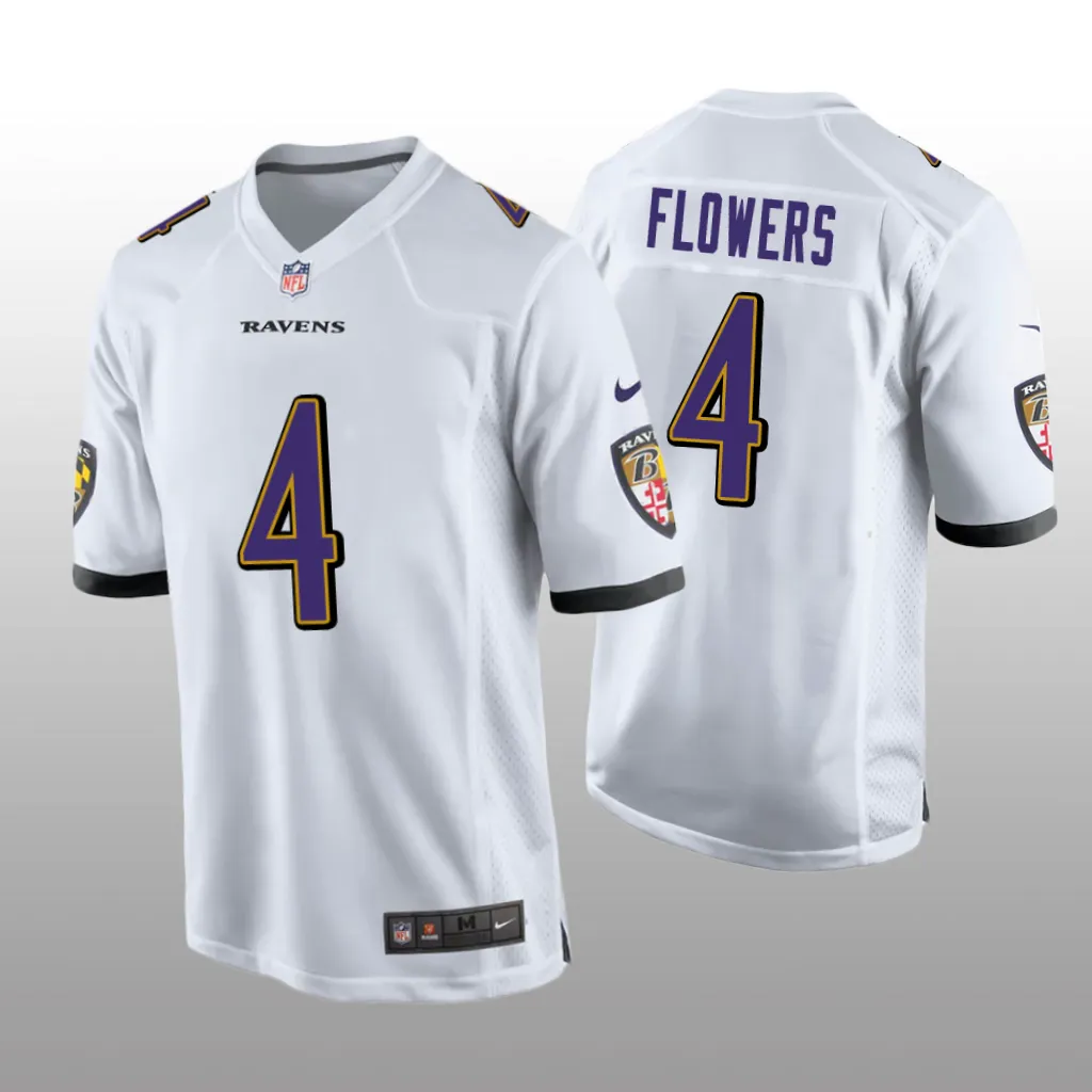 Baltimore Ravens White 2023 NFL Draft Zay Flowers Game Jersey