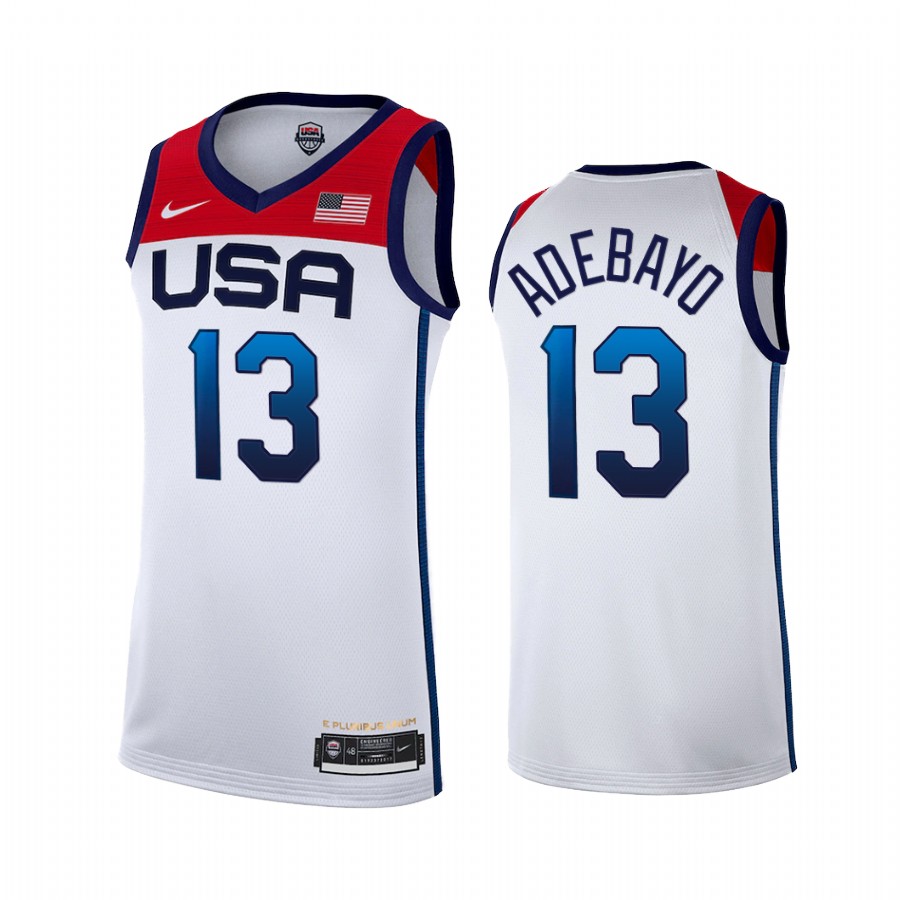 Bam Adebayo USA  #13 White 2021 Tokyo Olympics Home Jersey