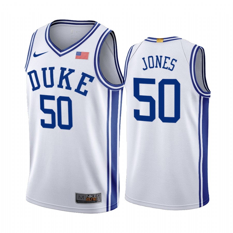 Bates Jones Duke Blue Devils White Jersey Home 2021 transfer