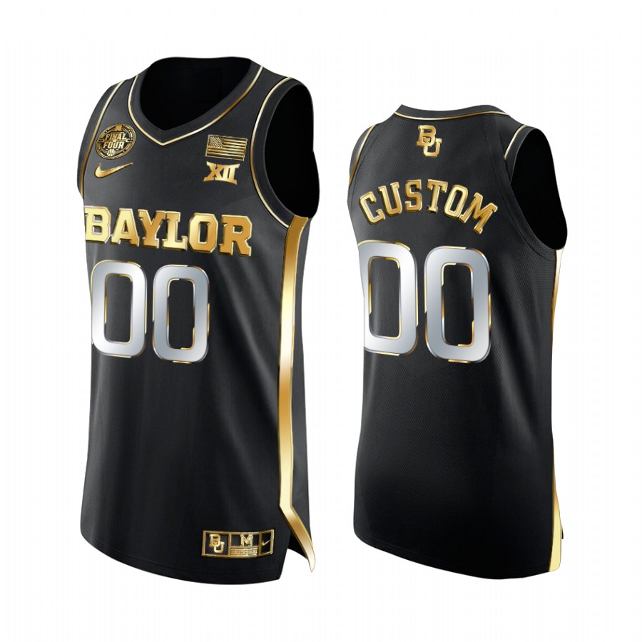 Baylor Bears Custom 2021 March Madness Final Four Jersey Black Golden