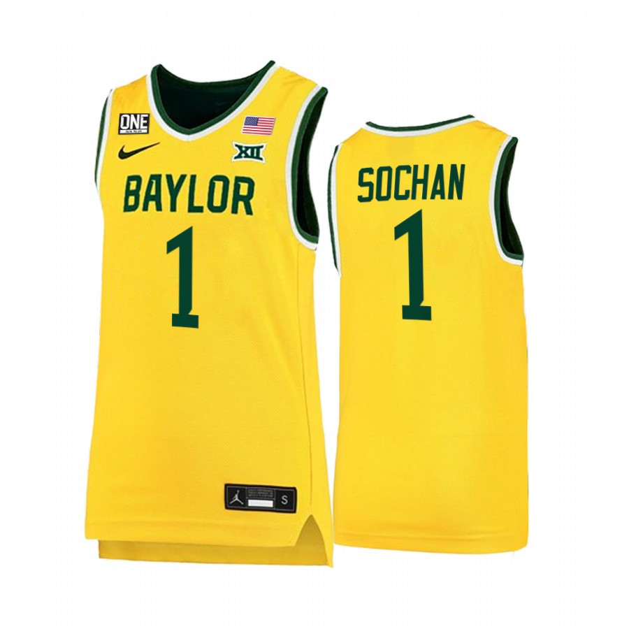 Baylor Bears Jeremy Sochan Jersey 2022 College  Gold Big 12 Uniform