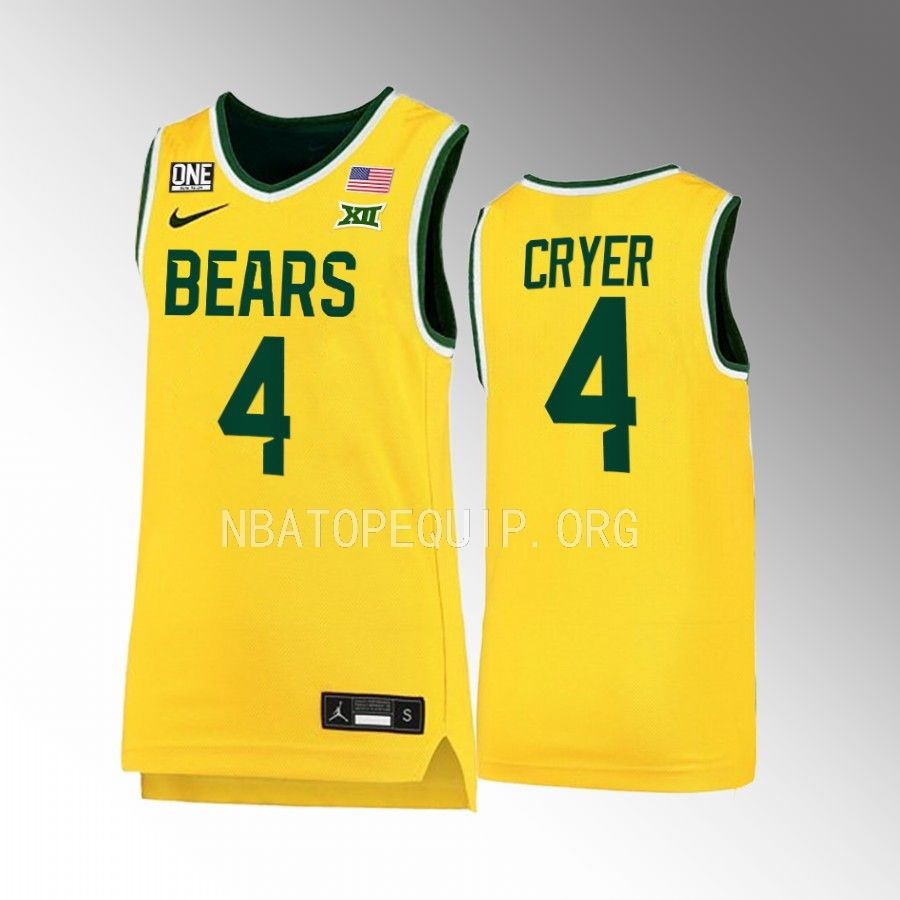 Baylor Bears LJ Cryer Jersey 2022-23 Alternate  Gold Uniform