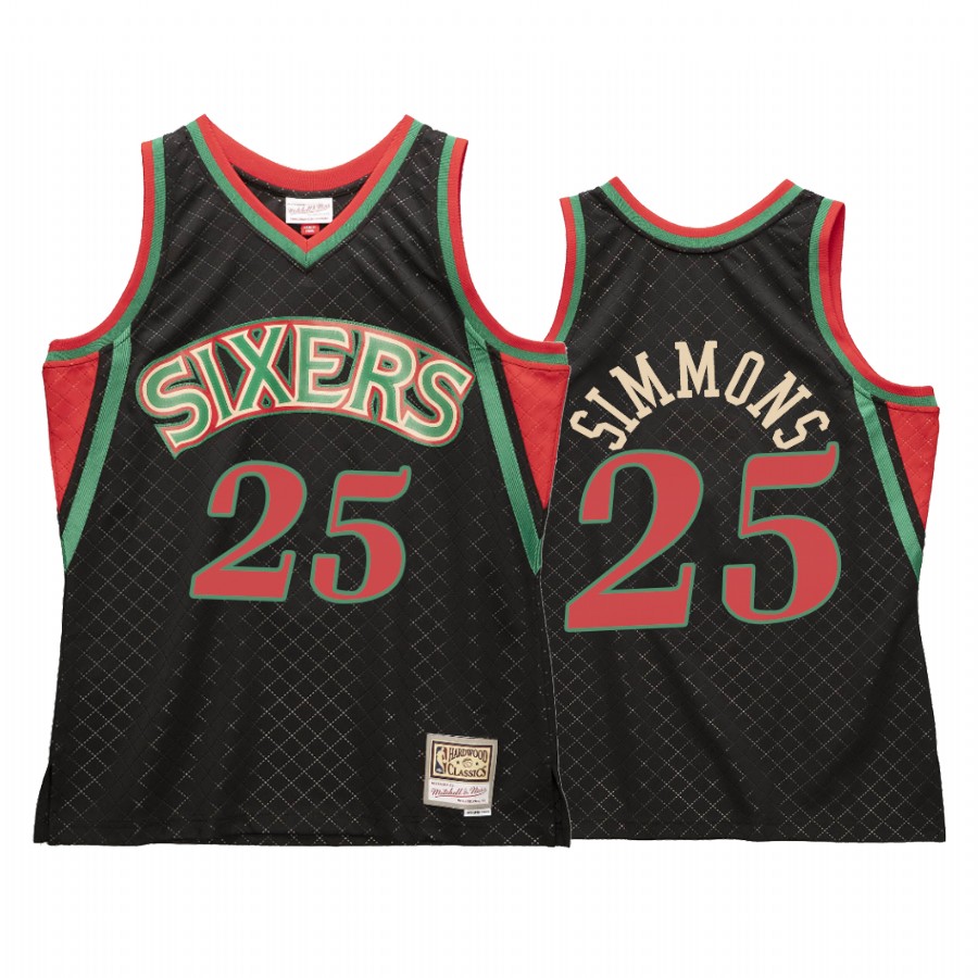 Ben Simmons 25 Philadelphia 76ers Neapolitan Black Jersey Hardwood Classics