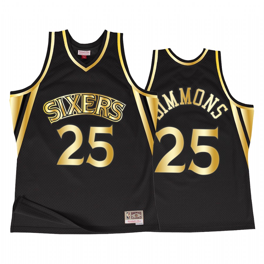 Ben Simmons Philadelphia 76ers Black Throwback 90s Jersey Golden Collection