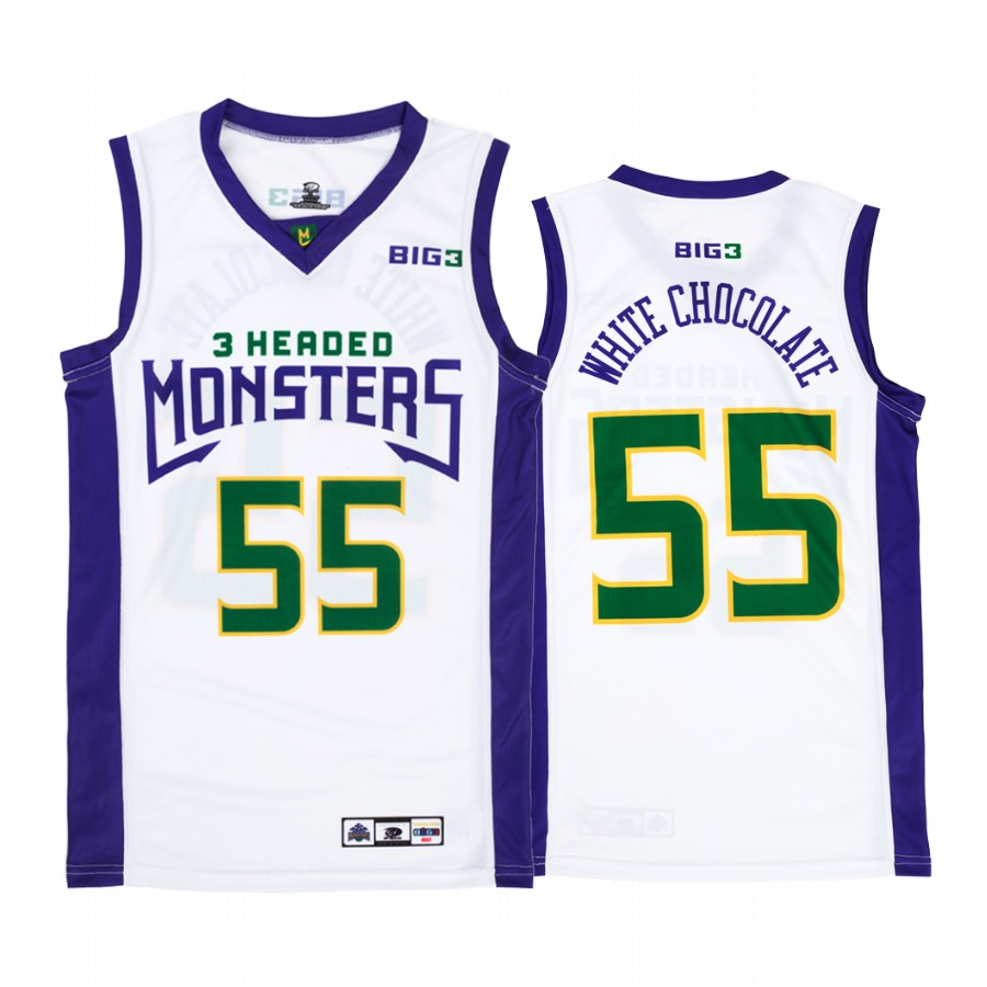BIG 3 White Chocolate #55 3 Headed Monsters White Jersey