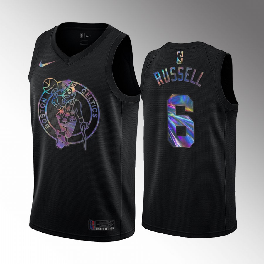 Bill Russell Legend Forever Boston Celtics #6 Black Jersey Iridescent Holographic