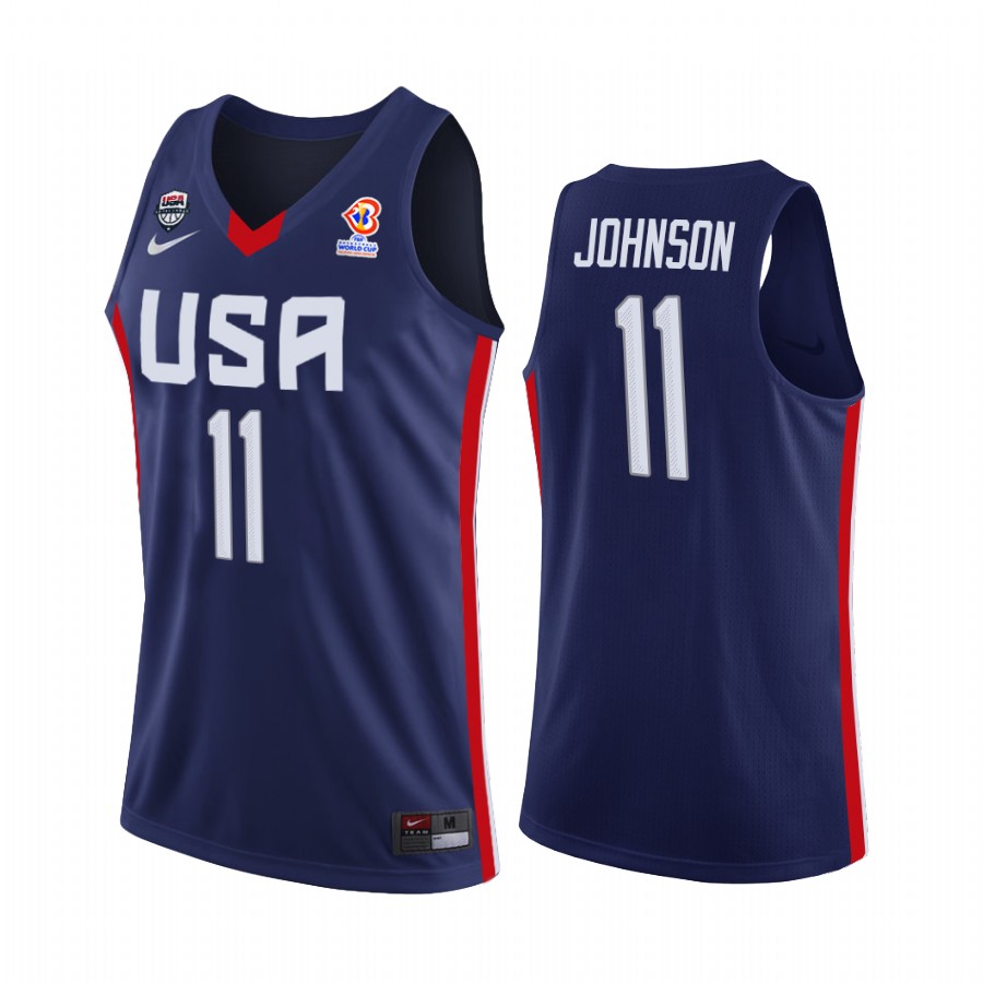 BJ Johnson #11 USA  2023 FIBA World Cup Qualifiers Navy Jersey Away