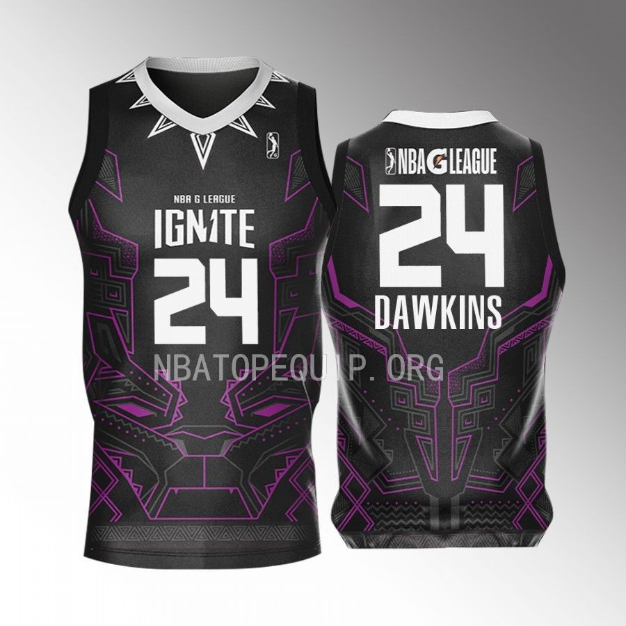 Black Panther Aubrey Dawkins NBA G League Ignite Black #24 Jersey Marvel Super Hero Day 2022