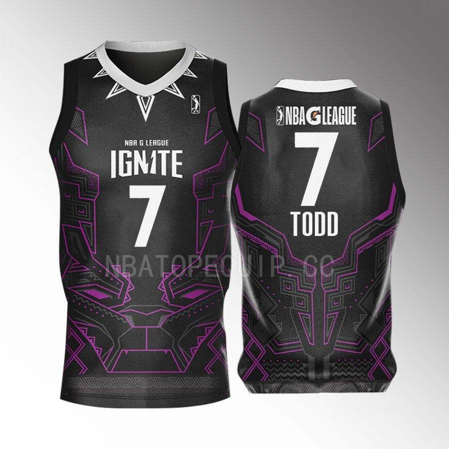 Black Panther Isaiah Todd NBA G League Ignite Black #7 Jersey Marvel Super Hero Day 2022