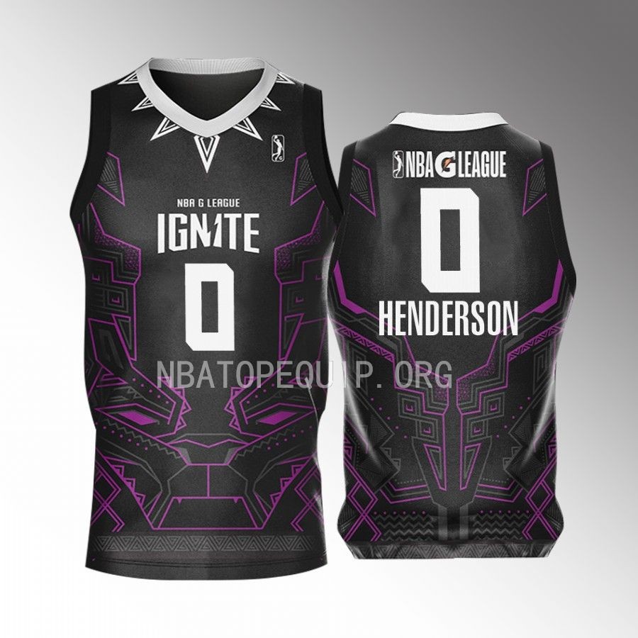 Black Panther Scoot Henderson NBA G League Ignite Black #0 Jersey Marvel Super Hero Day 2022