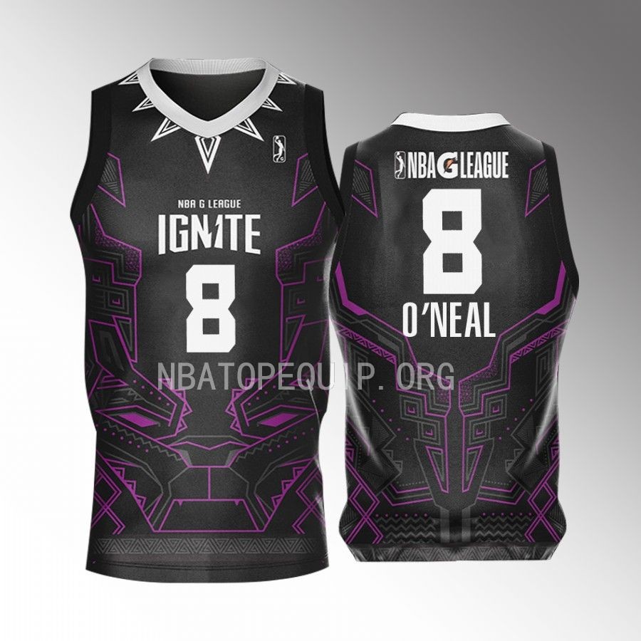 Black Panther Shareef O'Neal NBA G League Ignite Black #8 Jersey Marvel Super Hero Day 2022