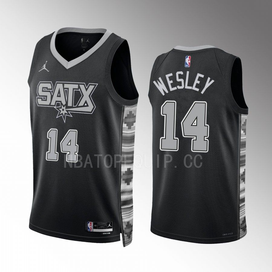 Blake Wesley 2022-23 San Antonio Spurs Black #14 Statement Edition Jersey SATX