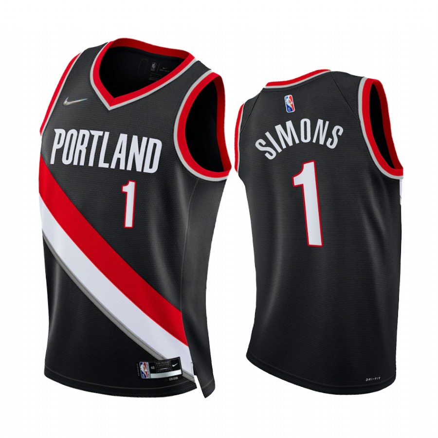 Blazers Anfernee Simons 75th Diamond Anniversary Black 2021-22 Jersey Icon Edition