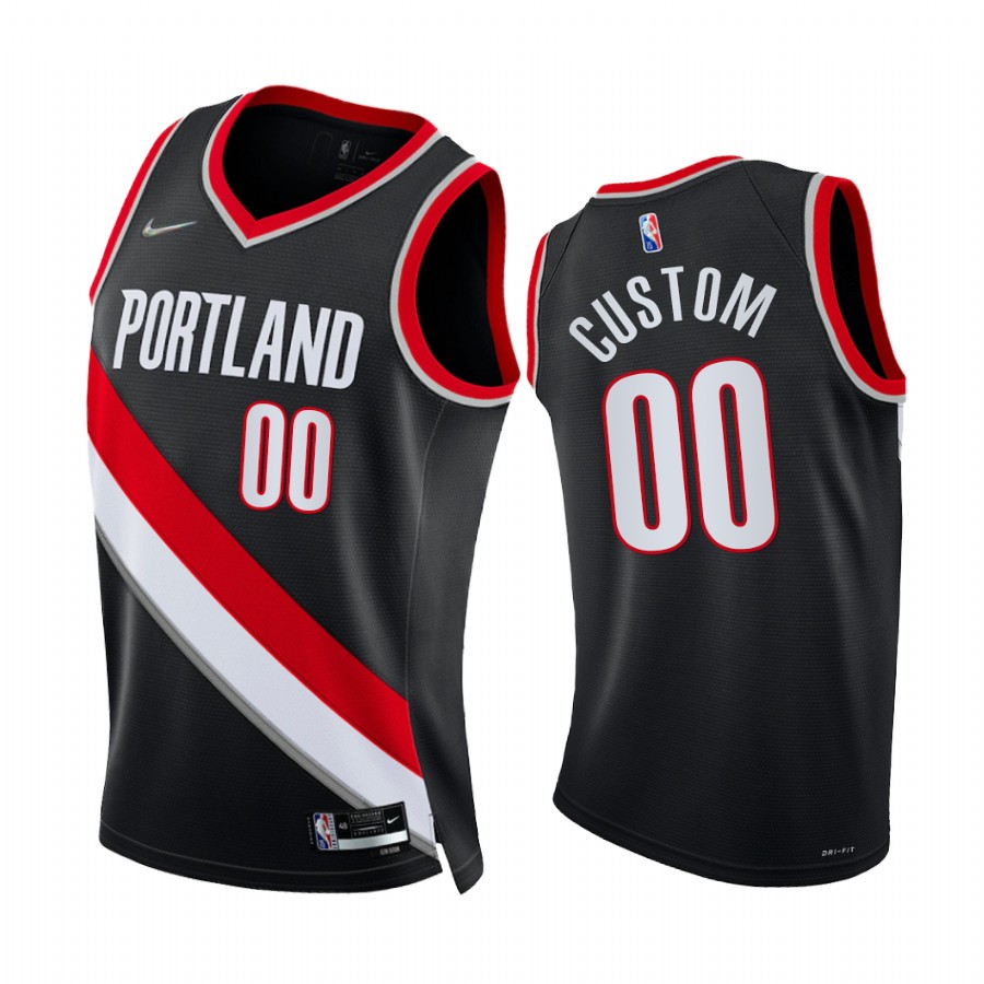 Blazers Custom 75th Diamond Anniversary Black 2021-22 Jersey Icon Edition